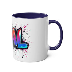 Glamorous Two-Tone Coffee Mug - 'DEAL' Design, 11oz - Perfect for Coffee Lovers and Gift Giving!