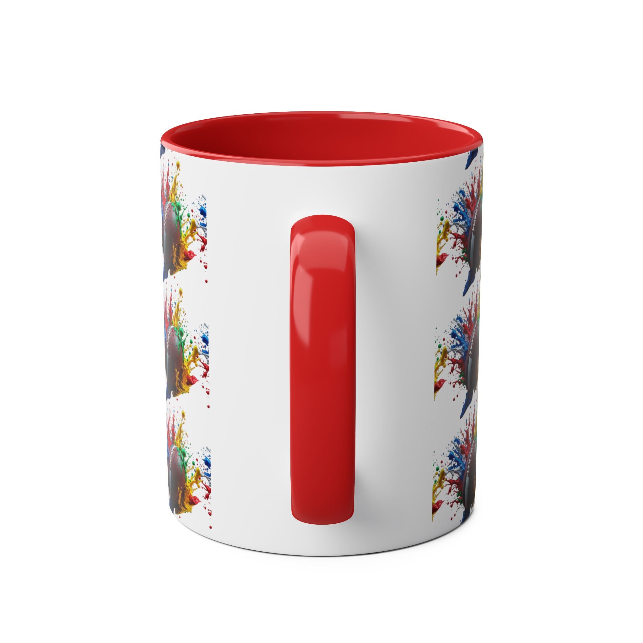Vibrant Sports Coffee Mug, Colorful Football Design, Perfect Gift for Sports Fans, Game Day, Home Office, 11oz Two-Tone Mug