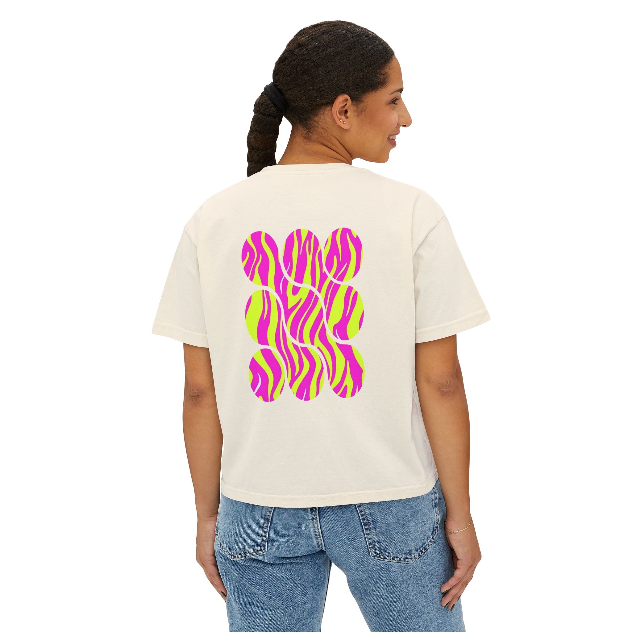 Women's Boxy Tee with Vibrant Heart and Pattern - Casual Summer Top, Gift for Her, Trendy Tee, Everyday Wear, Heart Print Shirt