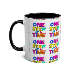 Motivational Two-Tone Coffee Mug - "One Step at a Time" - 11oz