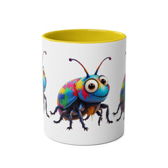 Colorful Beetle Two-Tone Coffee Mug - 11oz Fun and Whimsical Design