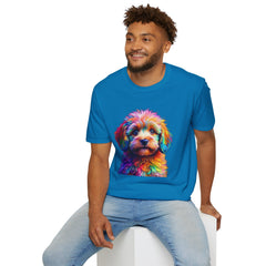 Colorful Puppy Art T-Shirt, Animal Lover Gift, Pet Owner Apparel, Fun Fashion for Dog Lovers, Unique Graphic Tee
