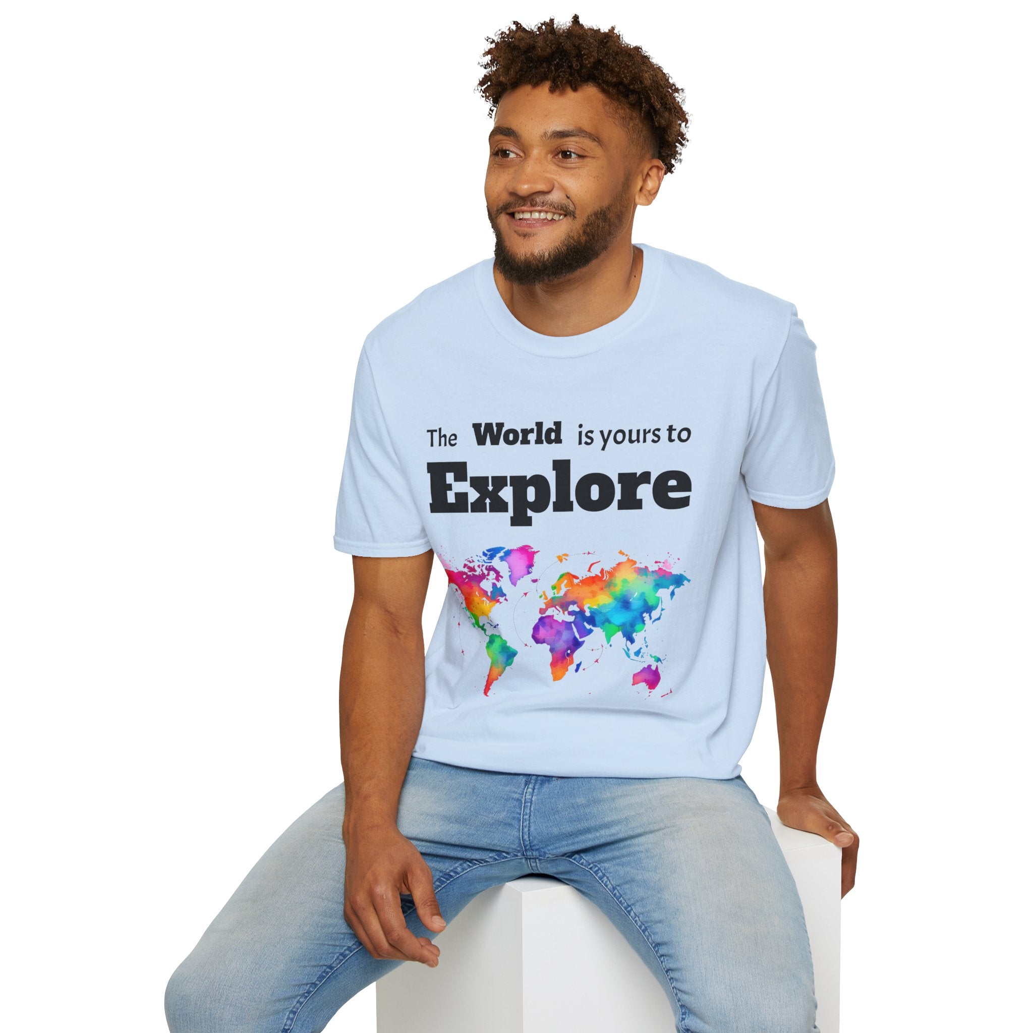 Explore the World Unisex T-Shirt | Adventure Shirt, Travel Tee, Gift for Explorers, Colorful World Map Top, Wanderlust Fashion