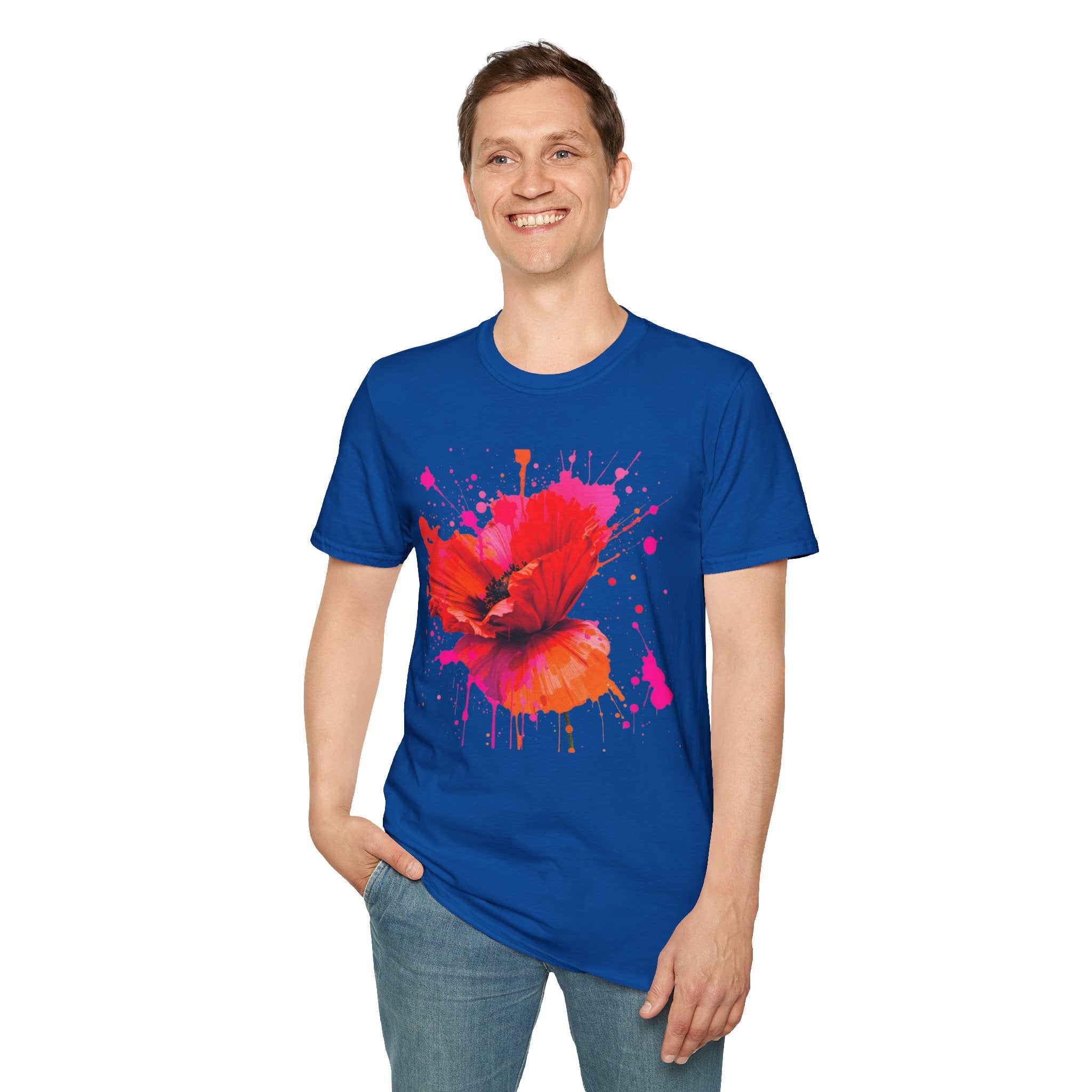 Vibrant Poppy Unisex T-Shirt, Colorful Art Tee, Summer Fashion, Gift for Nature Lovers, Casual Wear, Statement Piece