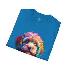 Colorful Puppy Art T-Shirt, Animal Lover Gift, Pet Owner Apparel, Fun Fashion for Dog Lovers, Unique Graphic Tee