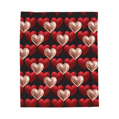 Heart Pattern Velveteen Plush Blanket – Cozy Valentine's Day Gift