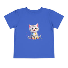 Cute Cat Toddler Tee - Whimsical Graphic Short Sleeve Shirt for Kids