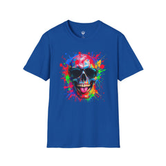 Colorful Skull Graphic T-Shirt, Unisex Tee, Casual Wear, Festival Outfit, Halloween Costume, Art Lover Gift, Party Top