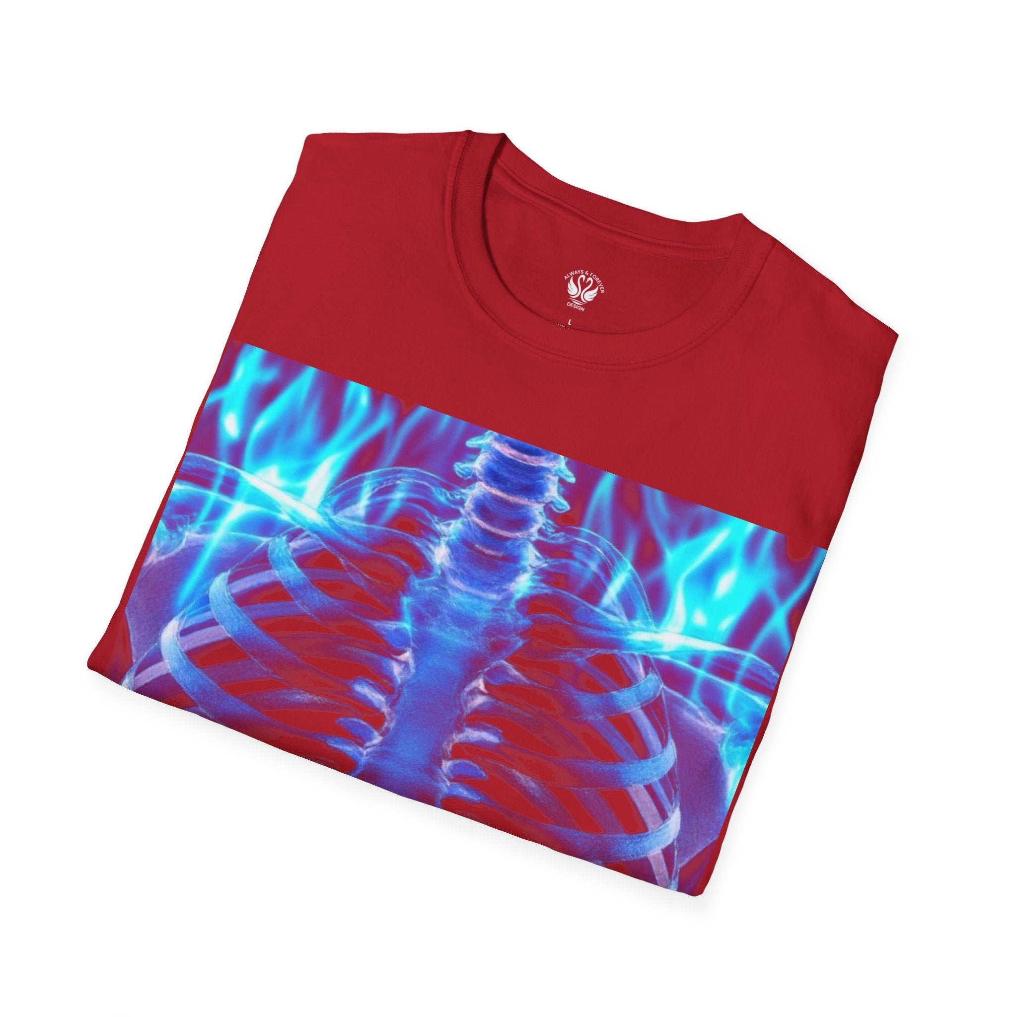 Iridescent Skeleton Tee - Unisex Softstyle T-Shirt, Graphic Tee, Trendy Wear, Halloween Costume, Edgy Fashion, Unique Gift