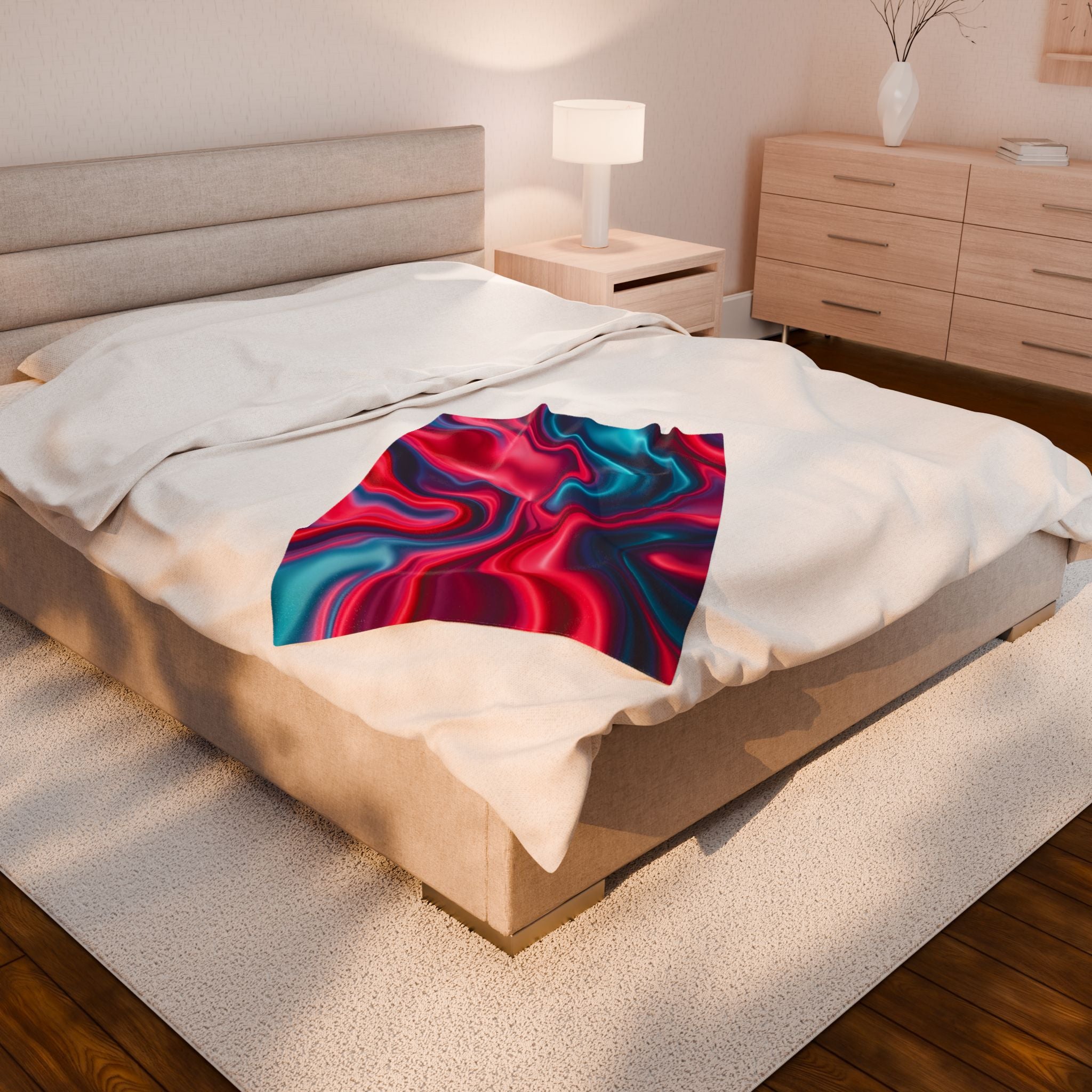 Vibrant Swirl Velveteen Plush Blanket - Cozy Soft Throw for Home Decor
