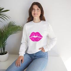 Kiss Mark Crewneck Sweatshirt - Cute Fashion for Her, Cozy Gift Idea, Valentine's Day, Overall Style, Relaxed Fit