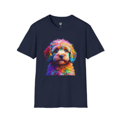 Colorful Puppy Art T-Shirt, Animal Lover Gift, Pet Owner Apparel, Fun Fashion for Dog Lovers, Unique Graphic Tee