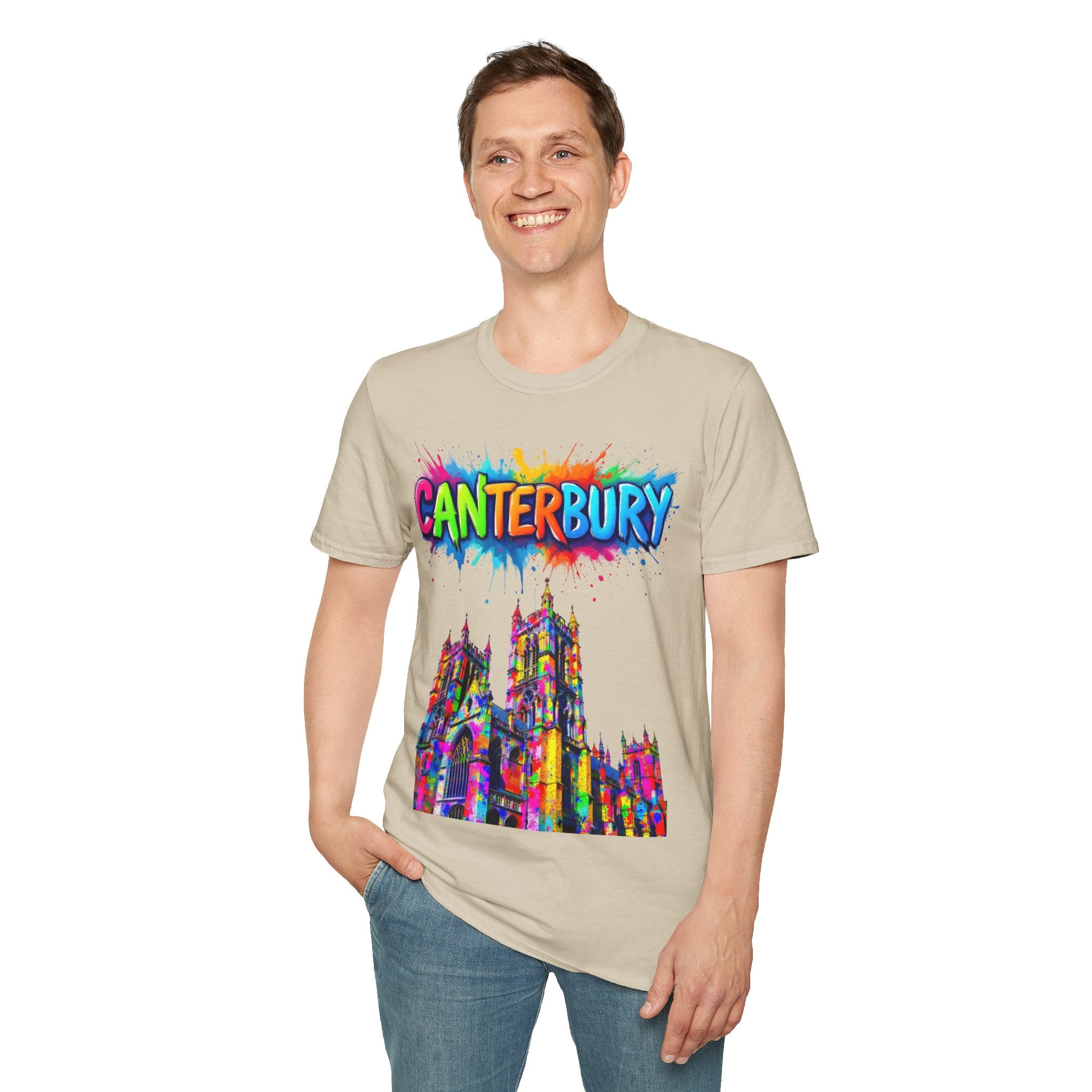 Canterbury Colorful T-Shirt | Vibrant Graphic Tee, Unisex Fashion, Travel Souvenir, Art Lovers Gift, Summer Wardrobe Essential