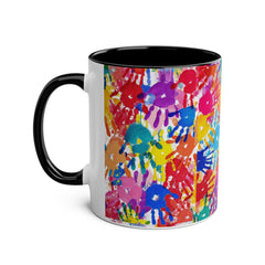 Vibrant Handprint Coffee Mug - 11oz Colorful Gift for Kids & Families