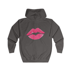 Kiss Mark Unisex Full Zip Hoodie, Trendy Outerwear, Gift for Her, Valentine's Day, Cute Casual Wear, Everyday Comfort, Statement Piece