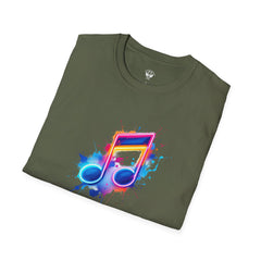 Musical Splash Unisex Softstyle T-Shirt | Gift for Music Lovers, Vibrant Art Tee, Trendy Music Shirt, Birthday Gift, Concert Wear