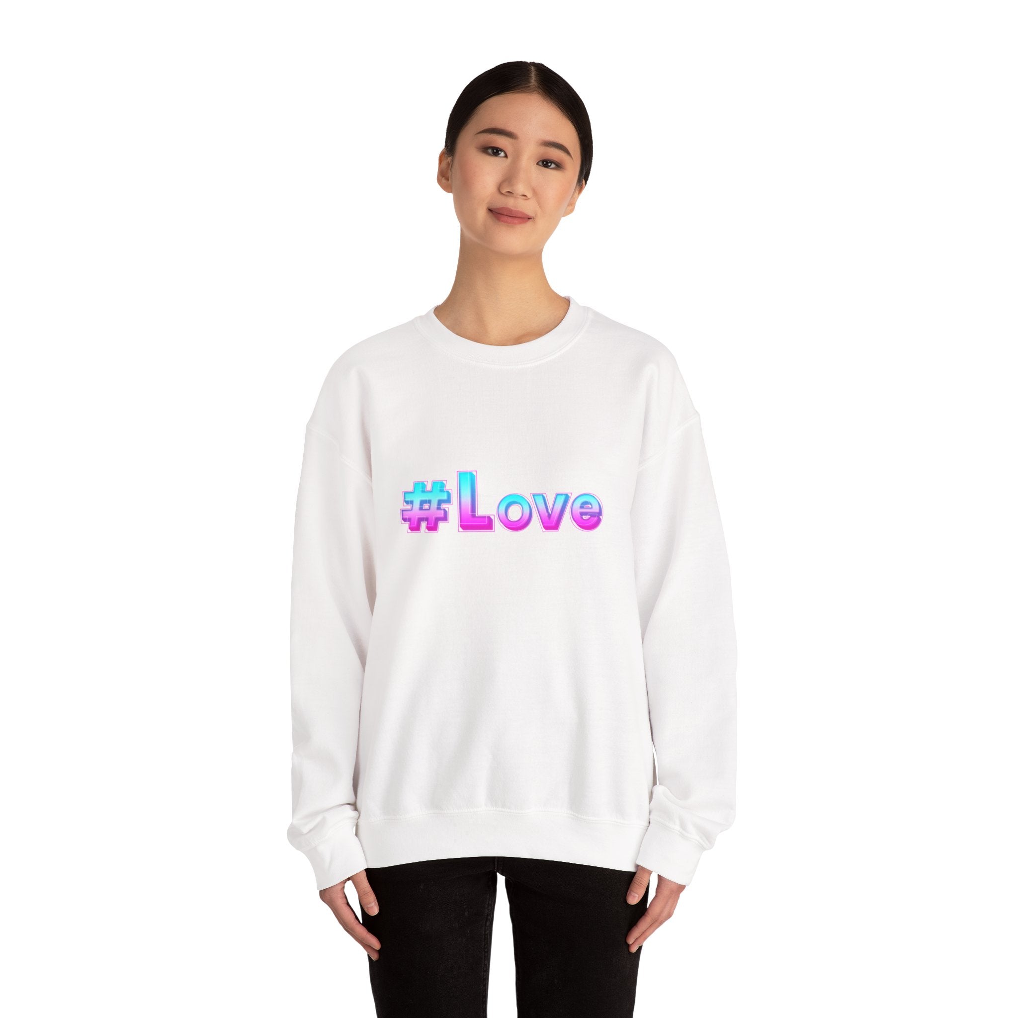 Colorful #Love Crewneck Sweatshirt for Cozy Vibes, Perfect Gift for Friends, Family, Valentine's Day, Everyday Wear, Casual Style