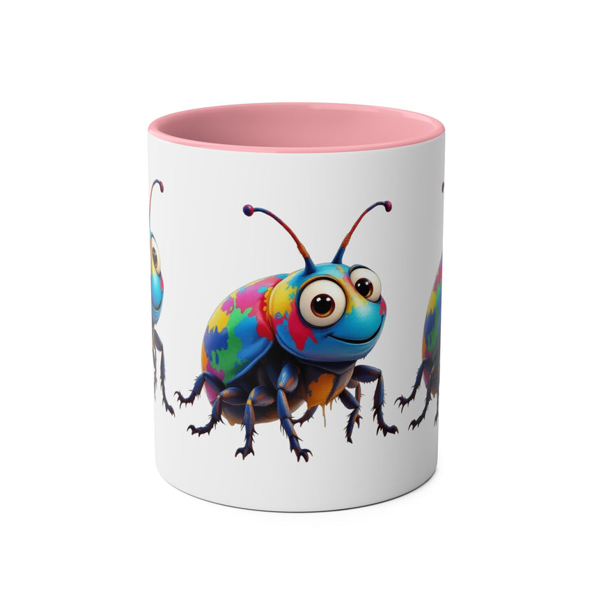 Colorful Beetle Two-Tone Coffee Mug - 11oz Fun and Whimsical Design