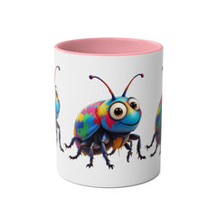 Colorful Beetle Two-Tone Coffee Mug - 11oz Fun and Whimsical Design