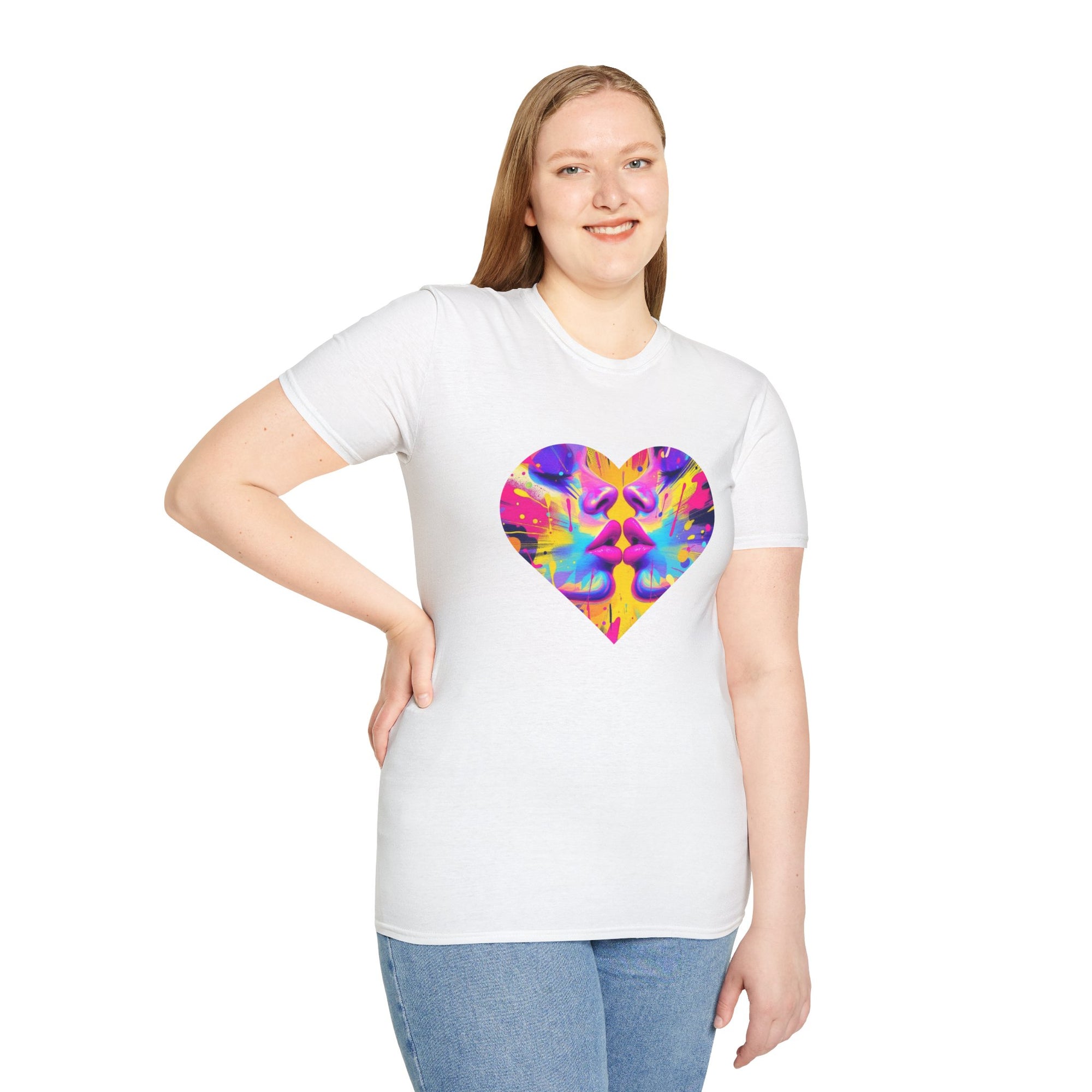 Vibrant Heart Art T-Shirt, Colorful Unisex Tee for Couples, Gift for Valentine's Day, Artistic Love Shirt, Casual Everyday Wear