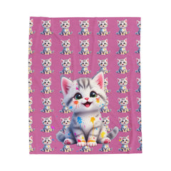 Cute Cat Velveteen Plush Blanket - Cozy Pet Lover Gift