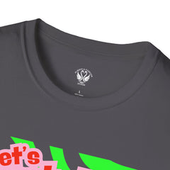 Let's Party Unisex Softstyle T-Shirt, Vibrant Summer Tee, Fun Graphic Shirt, Casual Wear, Birthday Gift, Festival Fashion