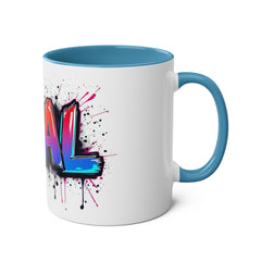Glamorous Two-Tone Coffee Mug - 'DEAL' Design, 11oz - Perfect for Coffee Lovers and Gift Giving!