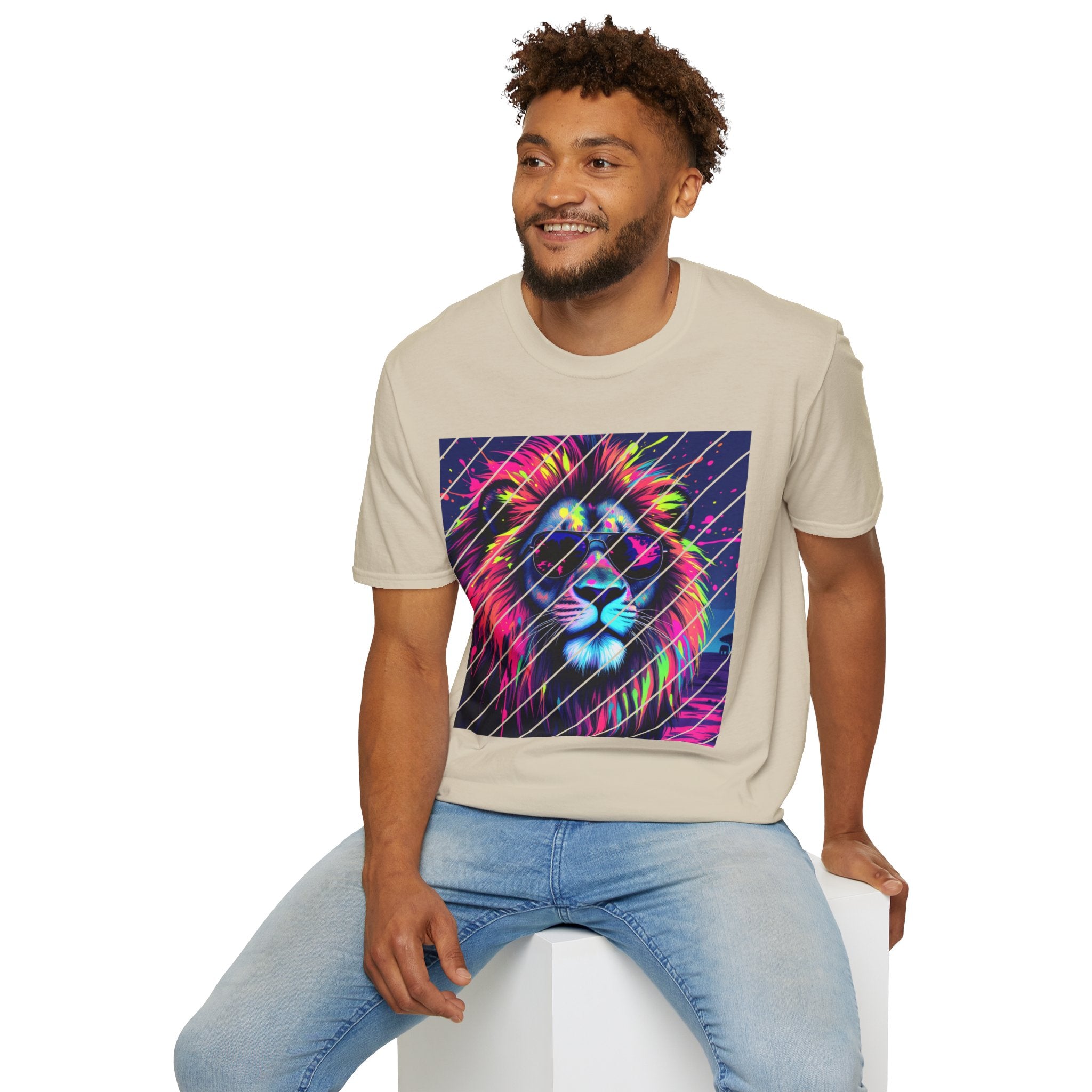 Vibrant Lion Graphic T-Shirt, Colorful Unisex Tee, Gift for Animal Lovers, Trendy Casual Wear, Perfect for Birthdays and Celebrations