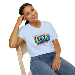 Colorful Love Unisex T-Shirt, Casual Wear, Gift for Him/Her, Valentine's Day, Family Reunion, Streetwear