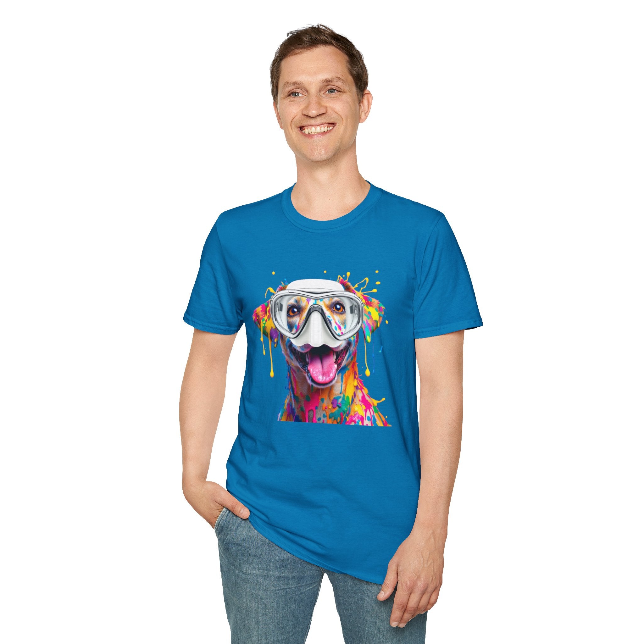 Vibrant Dog Art Unisex T-Shirt – Cute Pet Lover Gift, Animal Artwork Tee, Colorful Dog Graphic Top, Unique Gift for Dog Owners