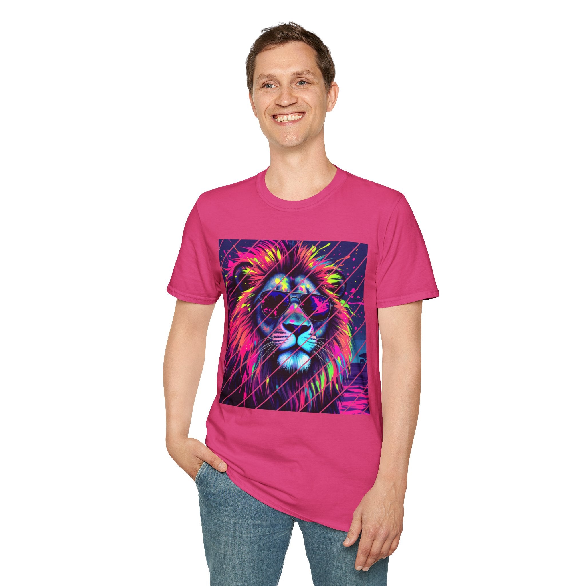 Vibrant Lion Graphic T-Shirt, Colorful Unisex Tee, Gift for Animal Lovers, Trendy Casual Wear, Perfect for Birthdays and Celebrations