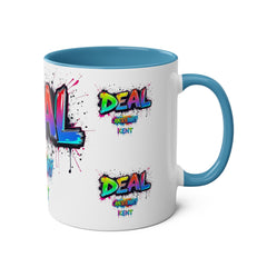 Colorful Graffiti Coffee Mug - 11oz Two-Tone "DEAL Canterbury"
