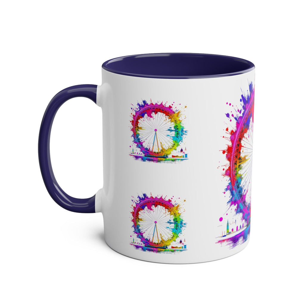 Colorful Cityscape Two-Tone Coffee Mug | Fun Gift, Home Decor, Artistic Mug, Coffee Lover's Gift, Office Essentials