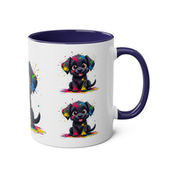 Colorful Puppy Two-Tone Coffee Mug | Cute Dog Lover Gift | Pet-Themed Kitchenware | Birthday Mug | Vibrant Print