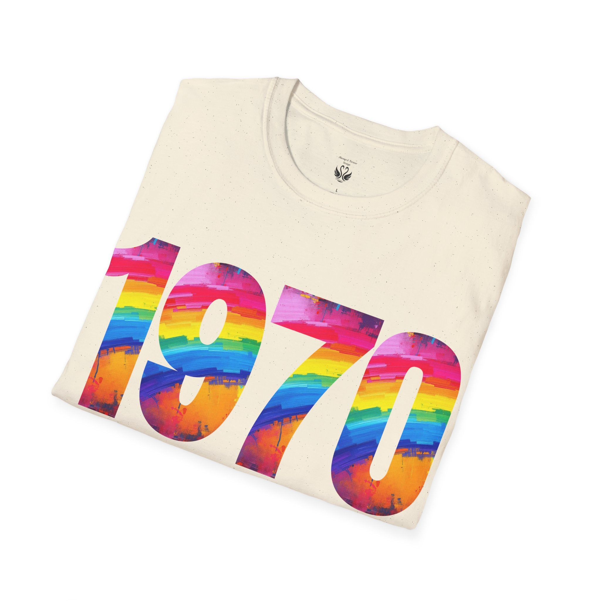 Retro 1970 Rainbow Unisex T-Shirt, Vintage Graphic Tee, LGBTQ Pride Apparel, Casual Streetwear, Gift Idea for Birthdays