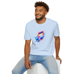 Musical Splash Unisex Softstyle T-Shirt | Gift for Music Lovers, Vibrant Art Tee, Trendy Music Shirt, Birthday Gift, Concert Wear
