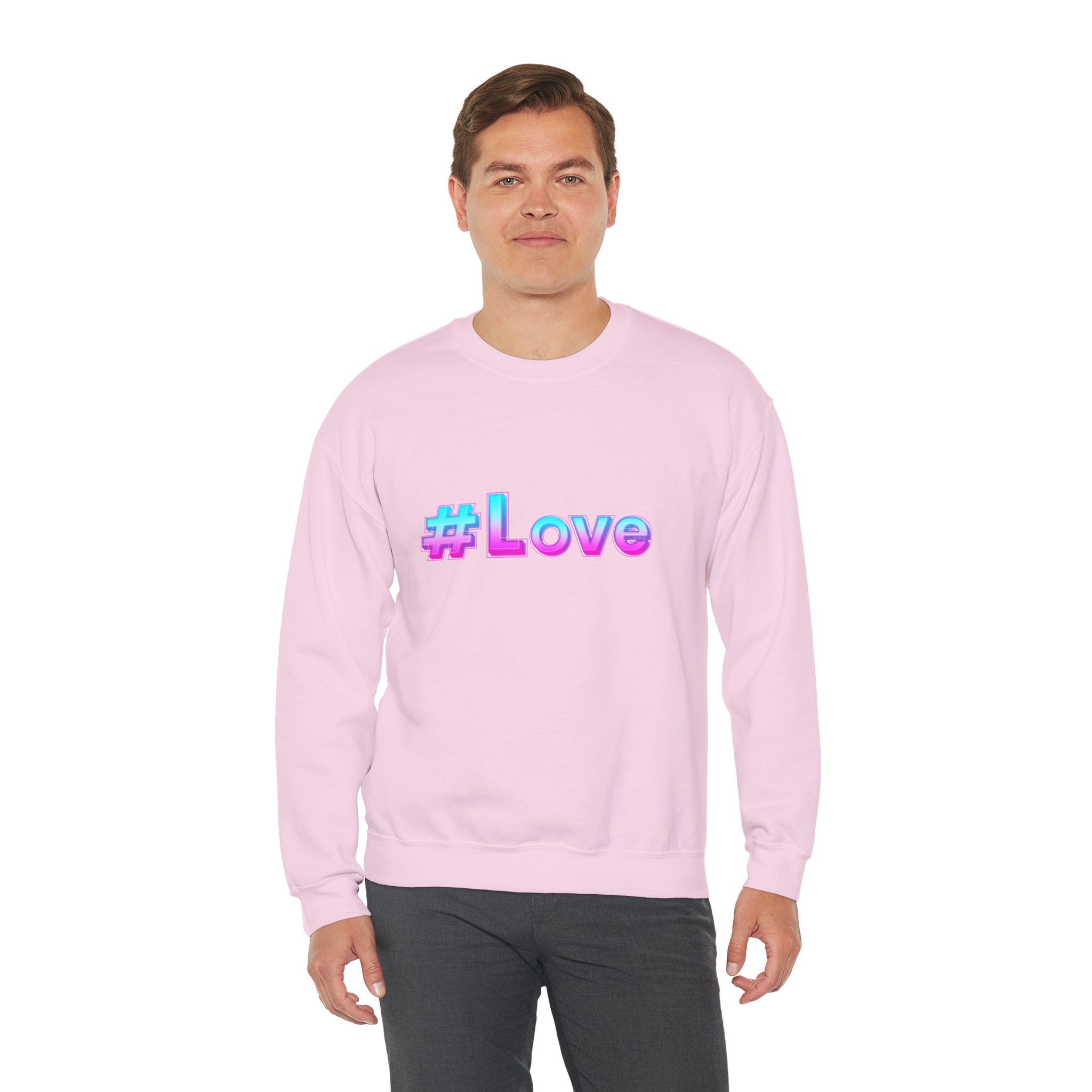 Colorful #Love Crewneck Sweatshirt for Cozy Vibes, Perfect Gift for Friends, Family, Valentine's Day, Everyday Wear, Casual Style