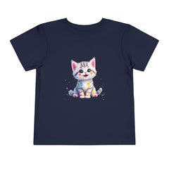 Cute Cat Toddler Tee - Whimsical Graphic Short Sleeve Shirt for Kids
