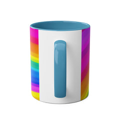 Vibrant Rainbow Two-Tone Coffee Mug - 11oz Colorful Drinkware