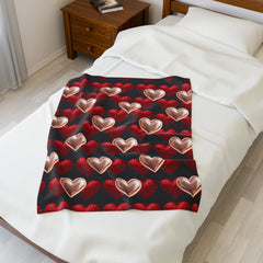 Heart Pattern Velveteen Plush Blanket – Cozy Valentine's Day Gift