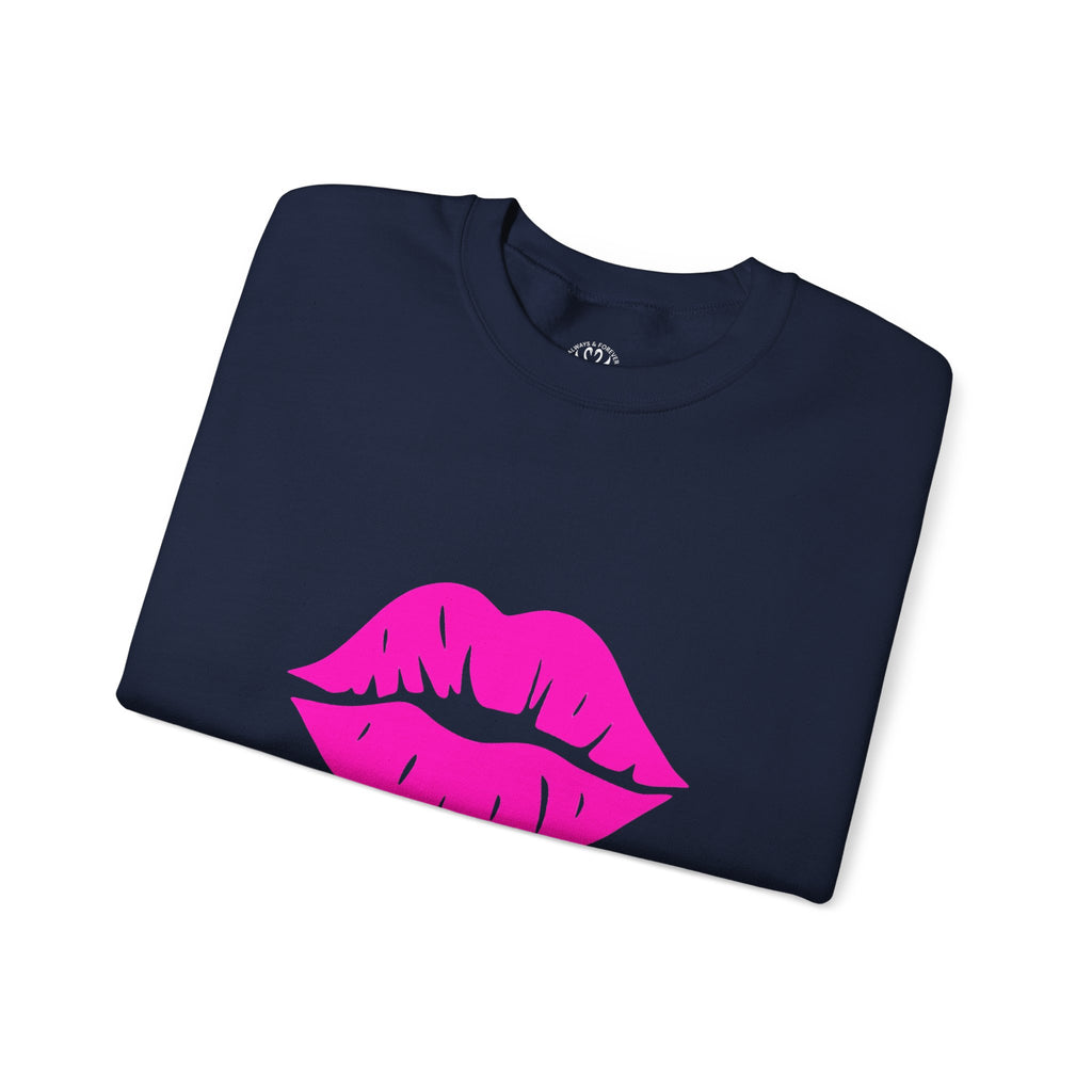 Kiss Mark Crewneck Sweatshirt - Cute Fashion for Her, Cozy Gift Idea, Valentine's Day, Overall Style, Relaxed Fit