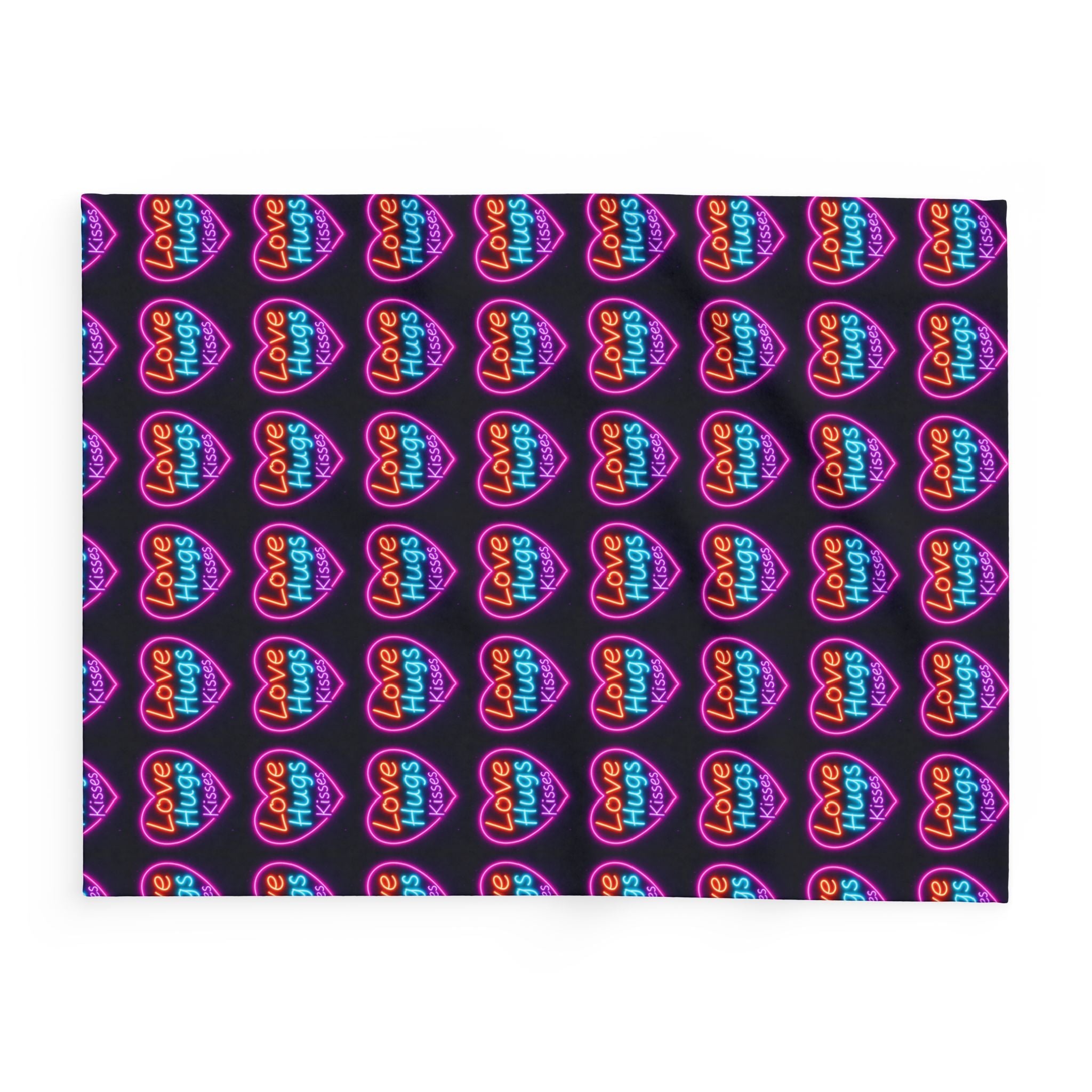 Vibrant Love Hugs Fleece Blanket - Cozy Heart Design for Comfort and Warmth