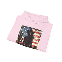 Western Cowboy Hoodie - Unisex Heavy Blend Sweatshirt, American Flag Design, Fashion Statement, Gift for Him, Cozy Apparel