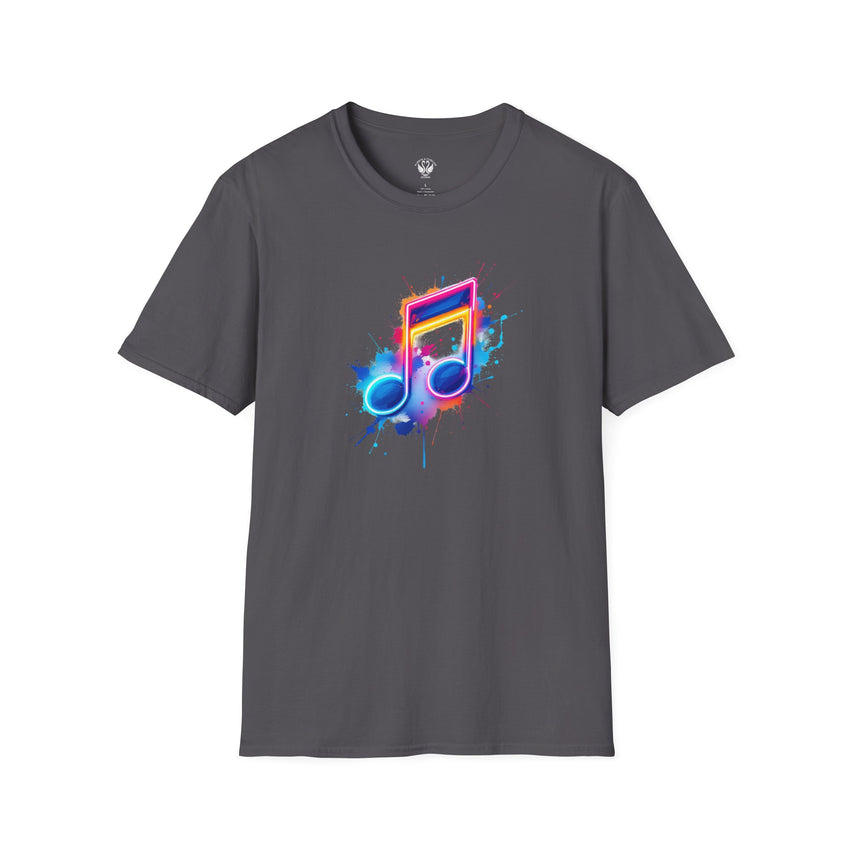 Musical Splash Unisex Softstyle T-Shirt | Gift for Music Lovers, Vibrant Art Tee, Trendy Music Shirt, Birthday Gift, Concert Wear