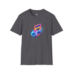 Musical Splash Unisex Softstyle T-Shirt | Gift for Music Lovers, Vibrant Art Tee, Trendy Music Shirt, Birthday Gift, Concert Wear