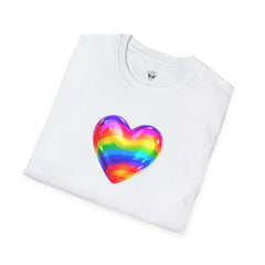 Rainbow Heart Unisex Softstyle T-Shirt, LGBTQ+ Pride Shirt, Colorful Heart Tee, Love Wins Tee, Gift for Him/Her