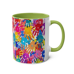 Vibrant Handprint Coffee Mug - 11oz Colorful Gift for Kids & Families