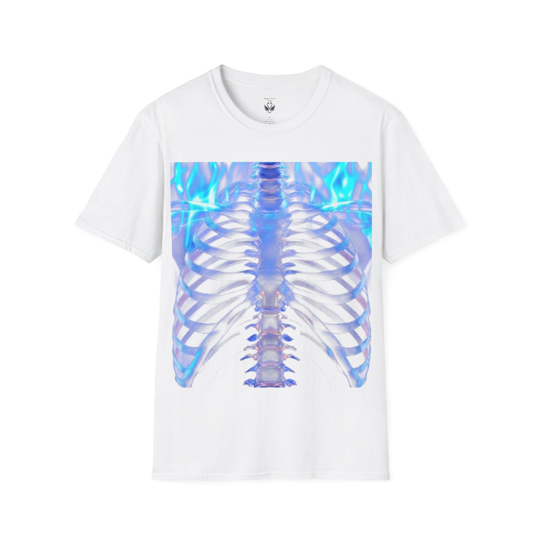 Iridescent Skeleton Tee - Unisex Softstyle T-Shirt, Graphic Tee, Trendy Wear, Halloween Costume, Edgy Fashion, Unique Gift