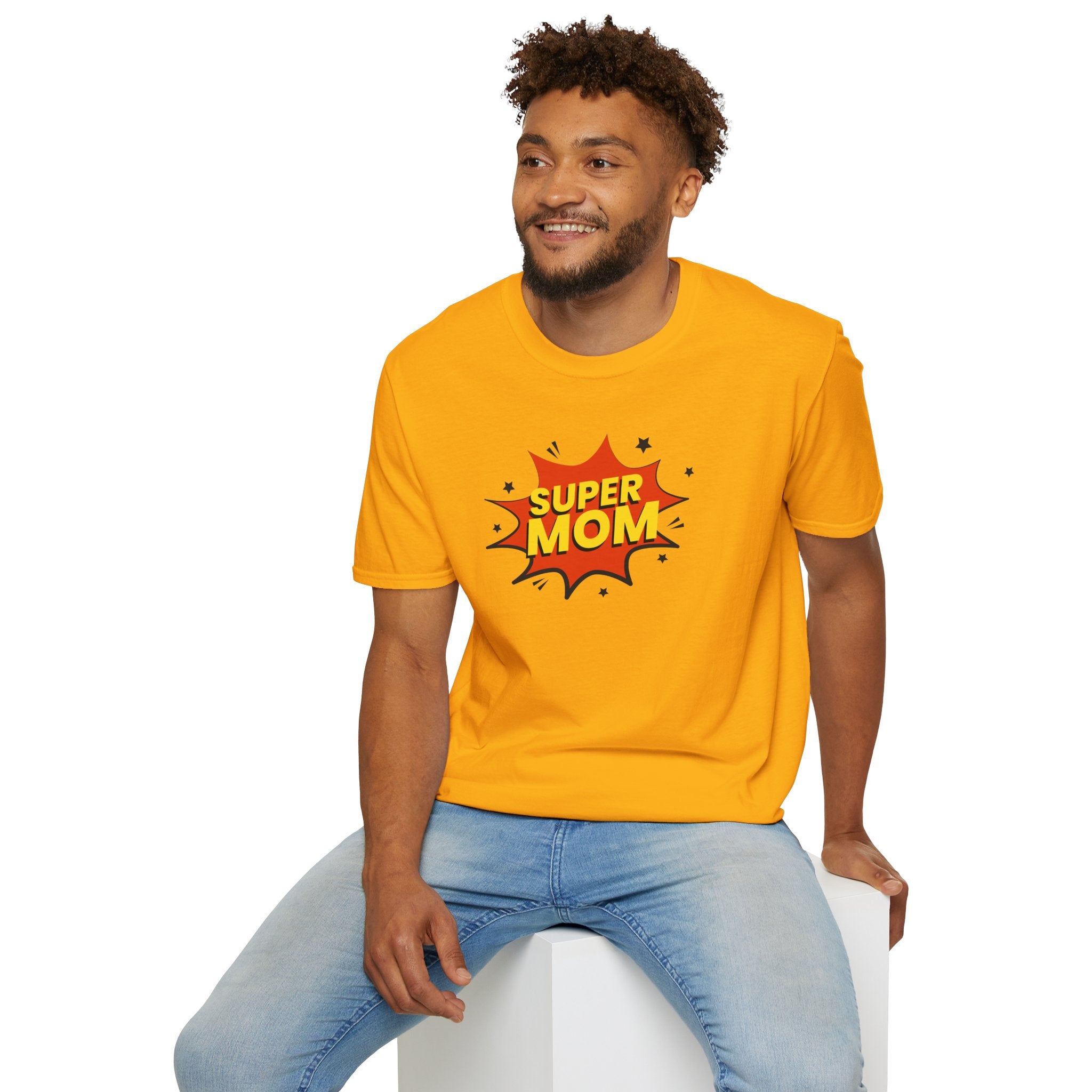 Super Mom Unisex Softstyle T-Shirt | Gift for Mother's Day, Funny Mom Tee, Birthday Present for Mom, Family Apparel, Casual Wear