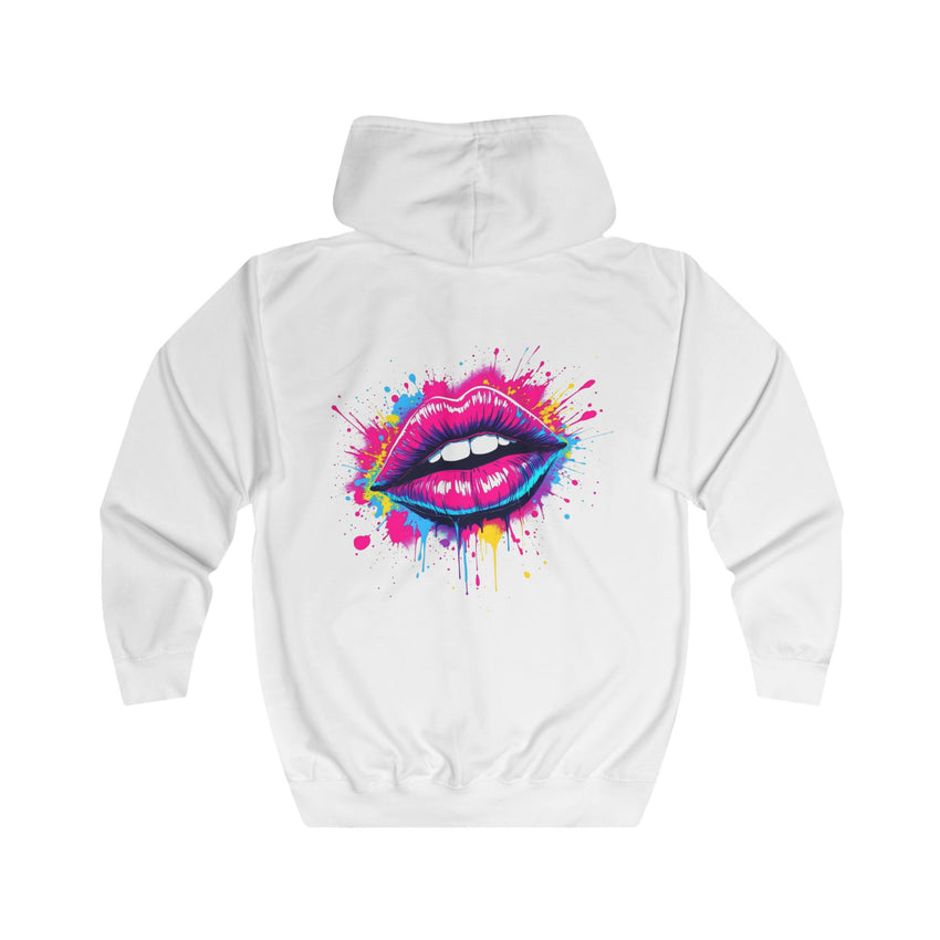 Colorful Lips Unisex Full Zip Hoodie, Graphic Hooded Sweatshirt, Trendy Streetwear, Art-Inspired Apparel, Gift for Her